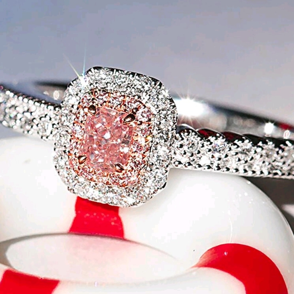 Elegant Pink and Silver Diamond Ring